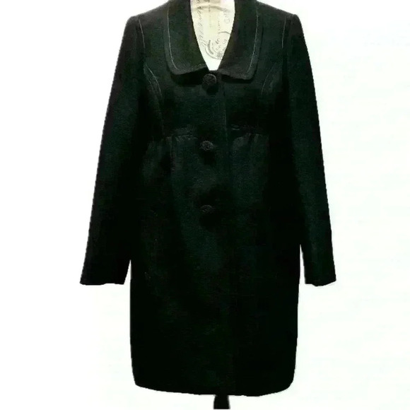 Max Studio Black Winter Coat Empire Waist Size 10 - Picture 1 of 11